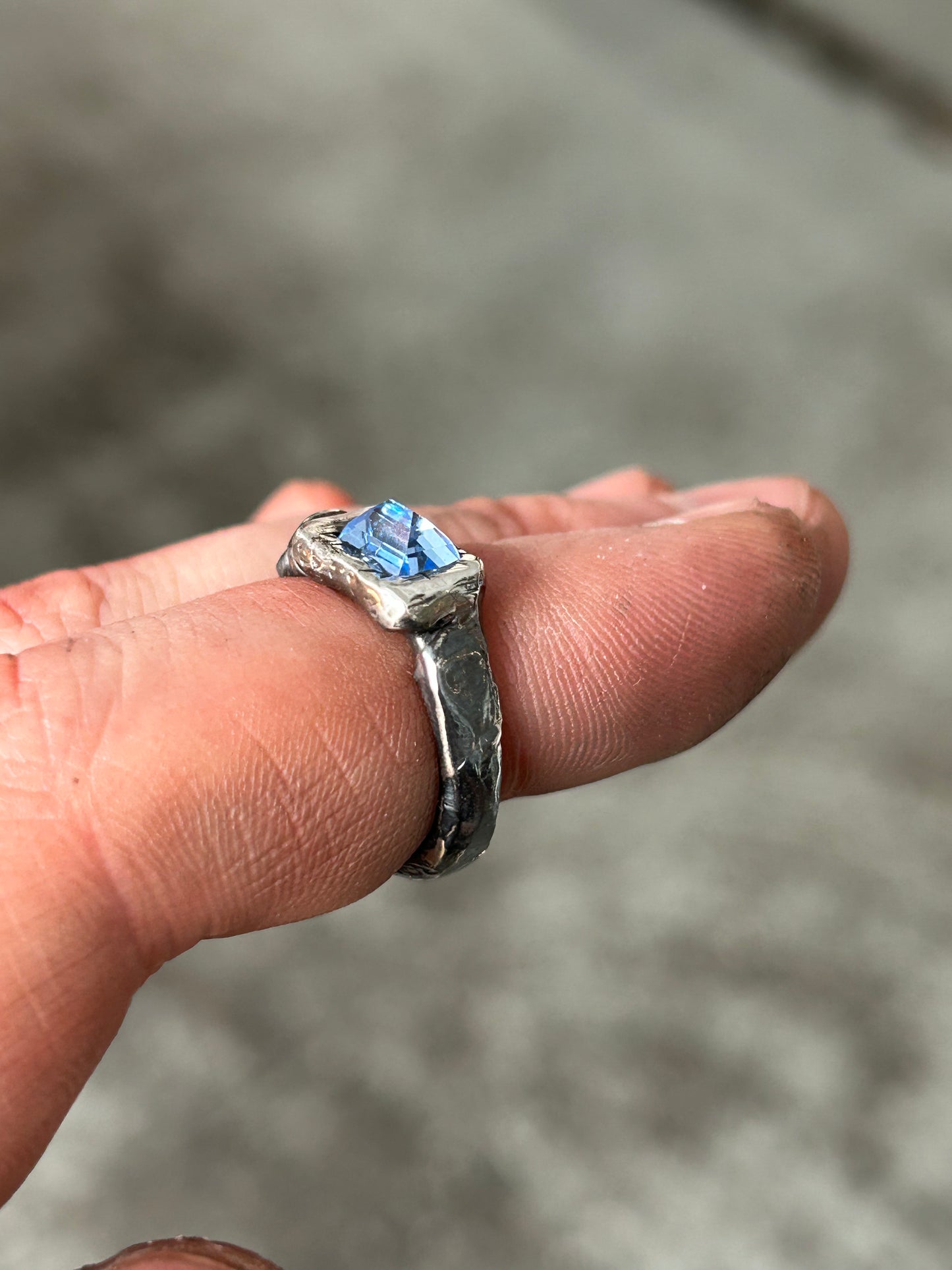 Topaz on oxidized silver