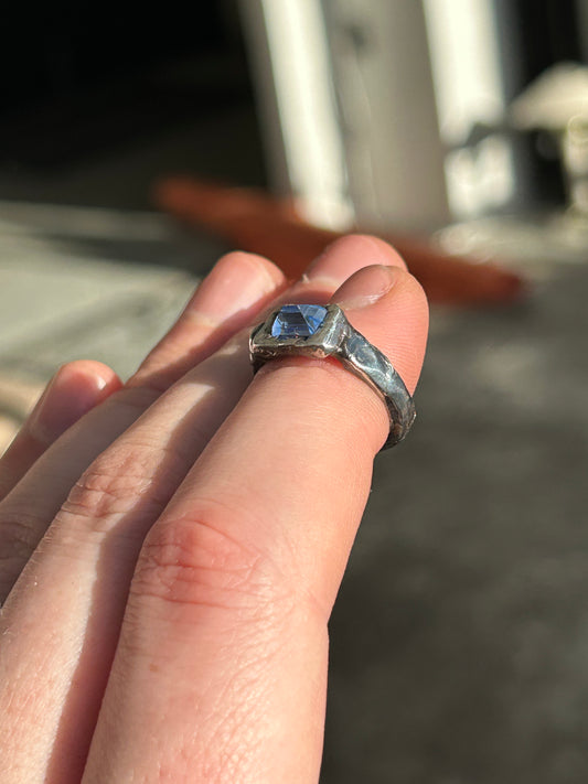 Topaz on oxidized silver